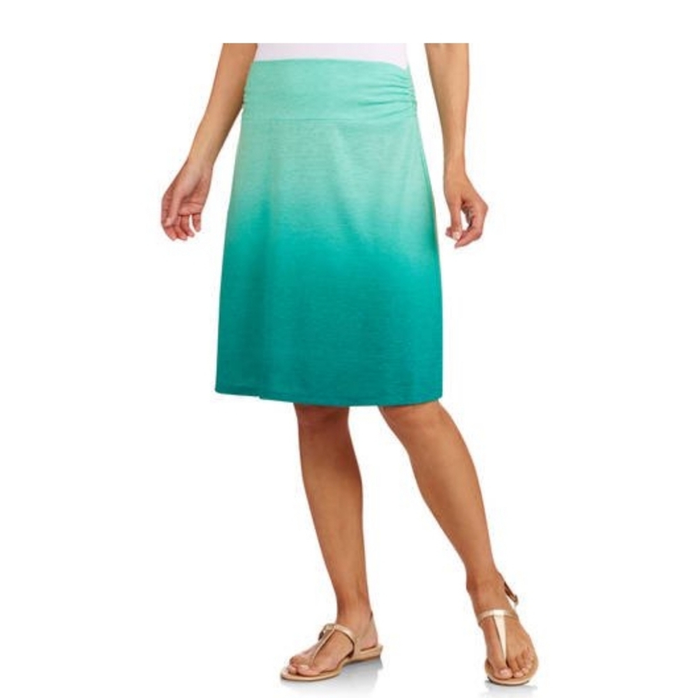 Faded Glory teal blue green ombre large midi skirt